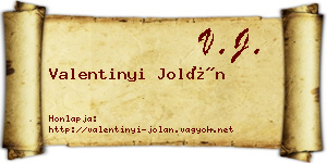 Valentinyi Jolán névjegykártya